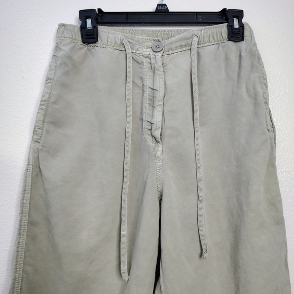 Zara Casual Barrel Pants,Olive Linen Blend Straight Leg Trouser Sz M Waistband - Picture 3 of 9